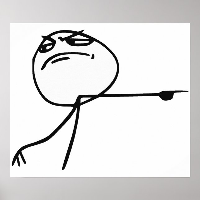Póster GTFO Salir De Guy Rage Face Meme De Comic (Frente)