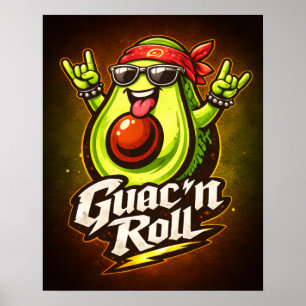 Póster Guac 'n Roll - Paquete de Guac - Amantes de la Com
