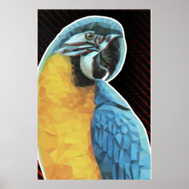 Póster Guacamayo azul y amarillo de baja poli