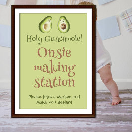 Póster Guacamole Aguacate Fiesta Baby Shower Onsie Game