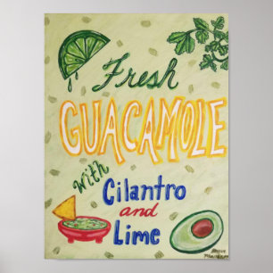 Póster Guacamole fresco con Cilantro y cal