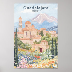 Póster Guadalajara México Gouache Ilustracion Viaje