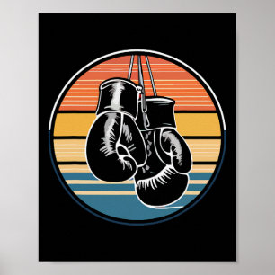 Póster Guantes colgantes de boxeo retro kickboxing boxeo 
