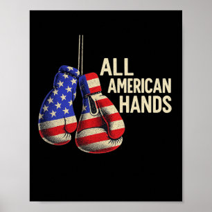 Póster Guantes de Boxeo All American Hands – Patrióticos