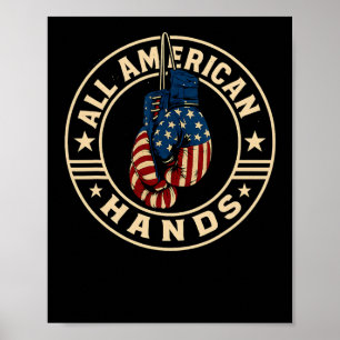 Póster Guantes de Boxeo All American Hands Patrióticos Ba