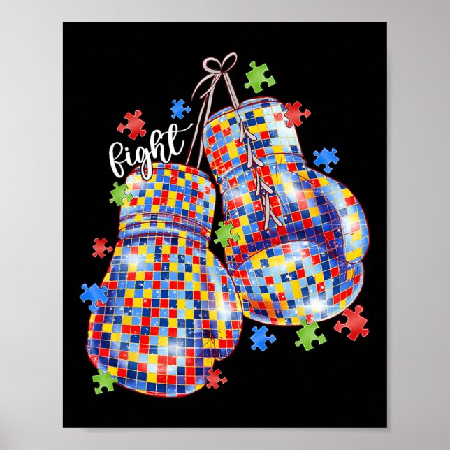 Póster Guantes de Boxeo con Pieza de Rompecabezas de Conc (Frente)