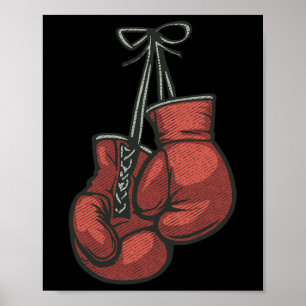 Póster Guantes De Boxeo De Amor Regalo De Boxer Rojo Retr