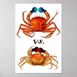 Póster Guantes de boxeo de cangrejo Humor deportivo vinta