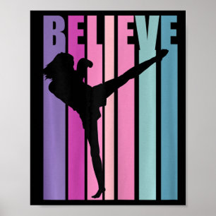 Póster Guantes de boxeo de kickboxing retro para mujeres