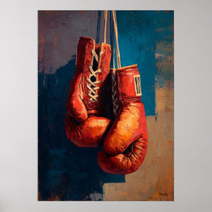 Póster Guantes de Boxeo Impresionista Moderno Fuerza