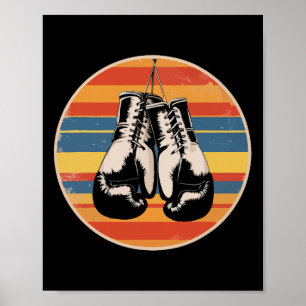 Póster Guantes de Boxeo Kickboxing Amante del Boxeo Retro