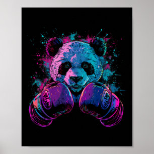 Póster Guantes de boxeo para amantes del boxeo panda Kick