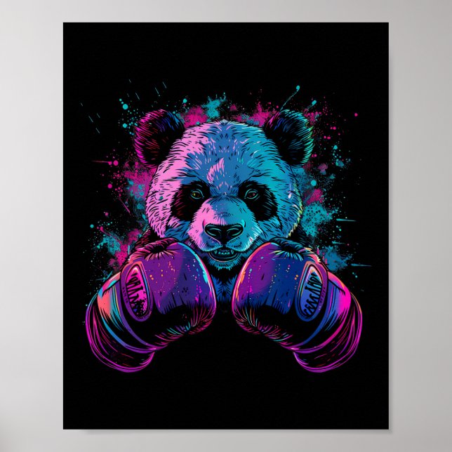 Póster Guantes de boxeo para amantes del boxeo panda Kick (Frente)