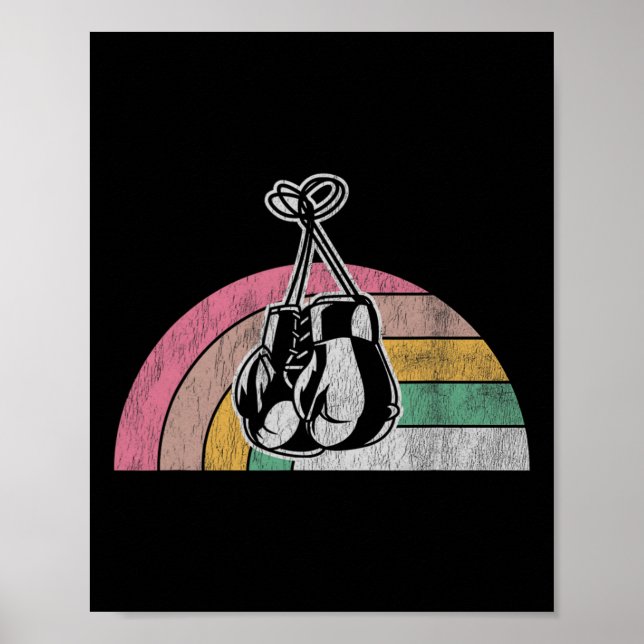 Póster Guantes de boxeo retro con vibraciones arcoiris (Frente)