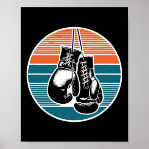 Póster Guantes de boxeo retro Kickboxing puesta de sol Am