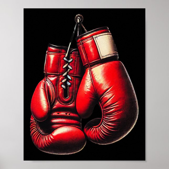 Póster Guantes de boxeo Rojo Boxeo Deportivo Kickboxing (Frente)
