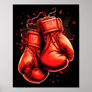 Póster Guantes de boxeo rojo retro vintage Boxer