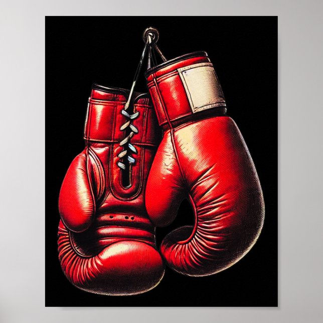 Póster Guantes de Boxeo Rojos Boxeo Deporte Boxeador Kick (Frente)