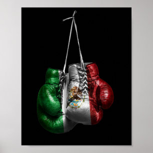 Póster Guantes De Boxeo Tee - Bandera Vintage De México P