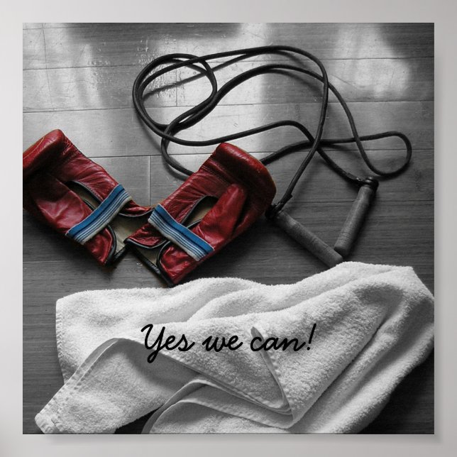 Póster Guantes de boxeo y gimnasio (Frente)