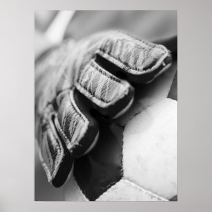 Póster Guantes de portero de fútbol retrato primer plano