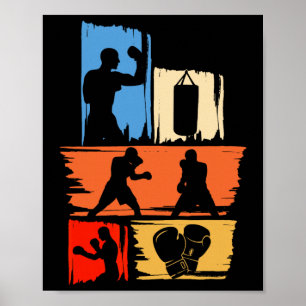 Póster Guantes G de boxeo de sombra, kickboxing, boxeador