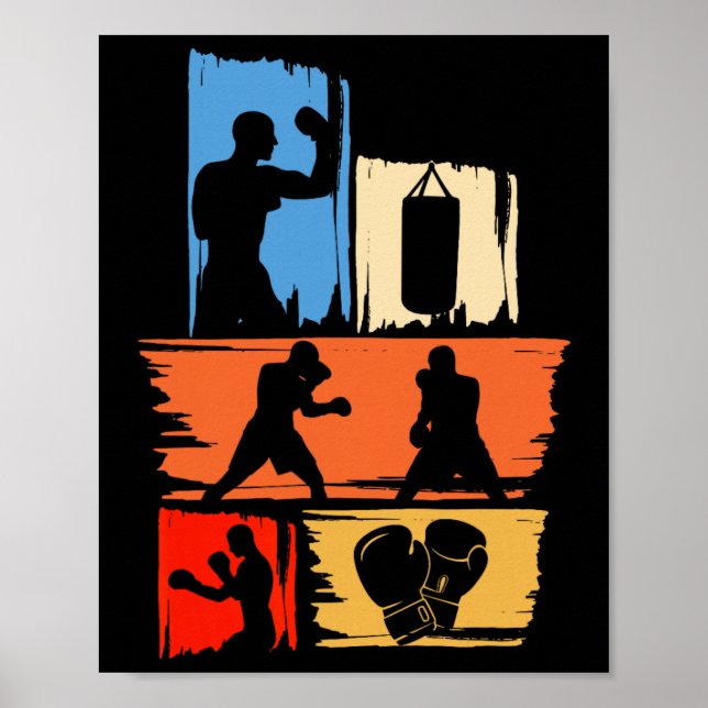 Póster Guantes G de boxeo de sombra, kickboxing, boxeador (Frente)