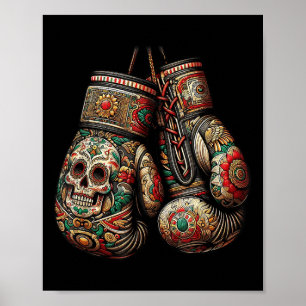 Póster Guantes mexicanos de boxeo estilo vintage Wi-Fi az