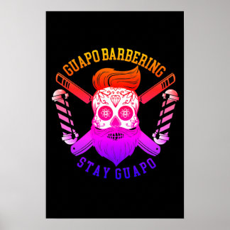 Póster Guapo Barbering Poster negro brillante con arcoiri