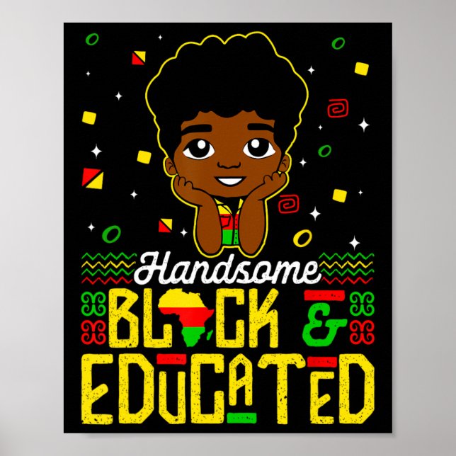 Póster Guapo negro educado niños de historia negra Ju (Frente)