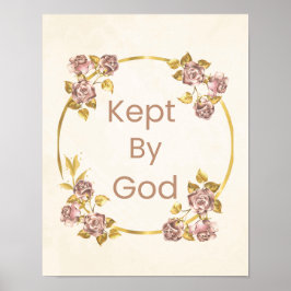 Póster "Guardado por Dios" Diseño floral circular púrpura