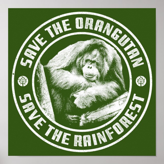 PÓSTER GUARDAR EL ORANGUTÁN AHORRA LA SELVA LLUVIA. (Frente)
