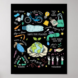 Póster Guardar el planeta Reducir la Reutilización Recicl
