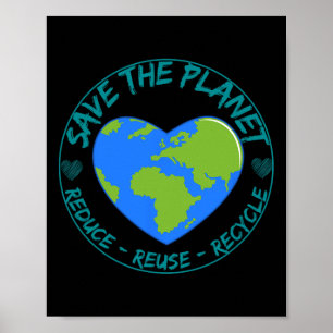 Póster Guardar el planeta Reducir la Reutilización Recicl