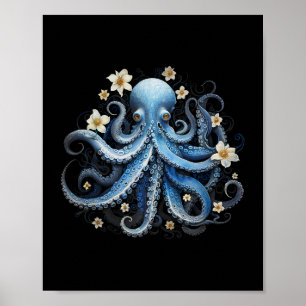 Póster Guardar Kraken Blue Octopus Squid Sea Live Save Oc