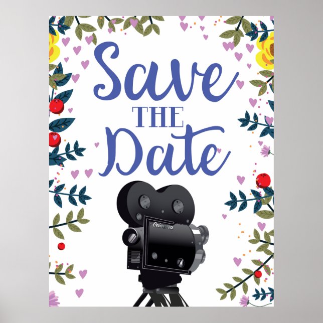 Póster Guardar la cámara de película de Boda de fecha (Frente)