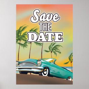 Póster Guardar la fecha coche clásico