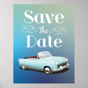 Póster Guardar la fecha Coche clásico vintage