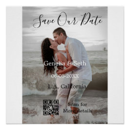 Póster Guardar la fecha detalles de código QR de escaneo