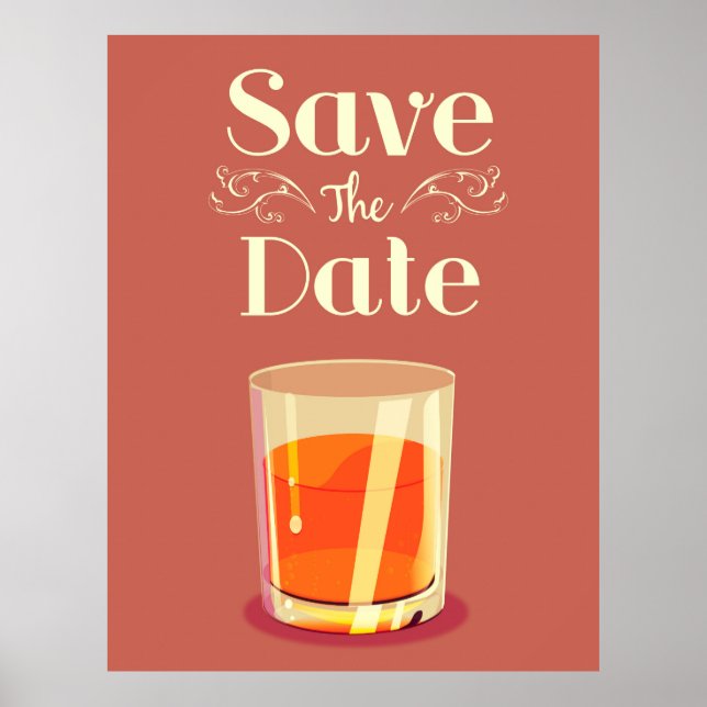 Póster Guardar La Fecha Vintage Whiskey Bebe (Frente)