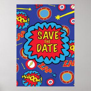 Póster Guardar los héroes del cómic de fecha