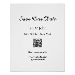 Póster Guardar nuestra fecha Escanear QR para obtener más