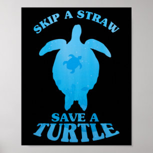 Póster Guardar tortuga Mar limpio Salvar la naturaleza Co