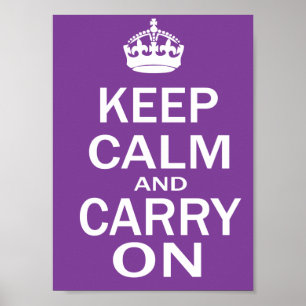 Póster Guarde la calma y continúe el poster púrpura