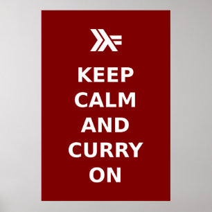 Póster Guarde la calma y el curry encendido