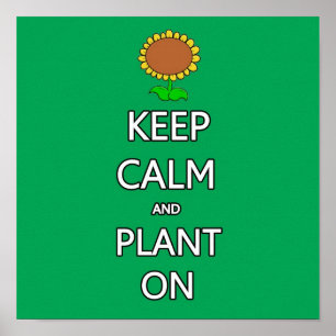 Póster Guarde la calma y plante la fruta vegetal g de la