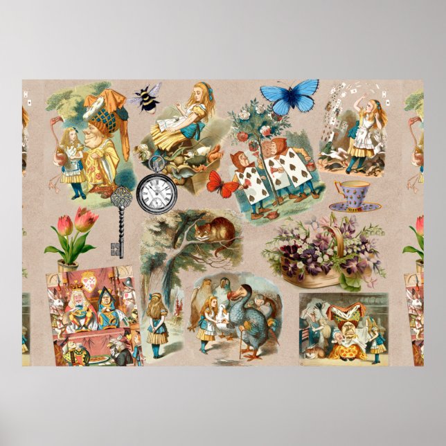 Póster Guardería Alice Colorido Clásico del siglo XIX Paí (Frente)