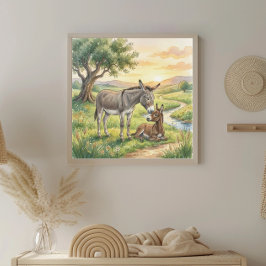 Póster Guardería de burra y cría