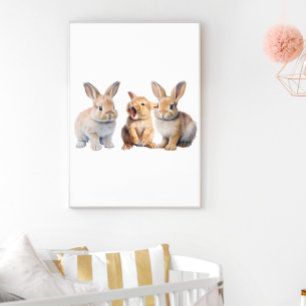 Póster Guardería de conejitos bebé 
