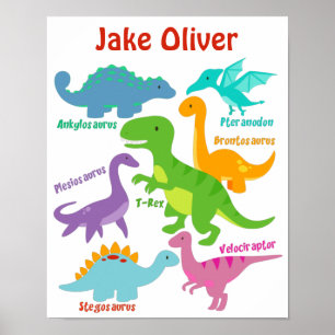 Póster Guardería de dinosaurios para niños lindos